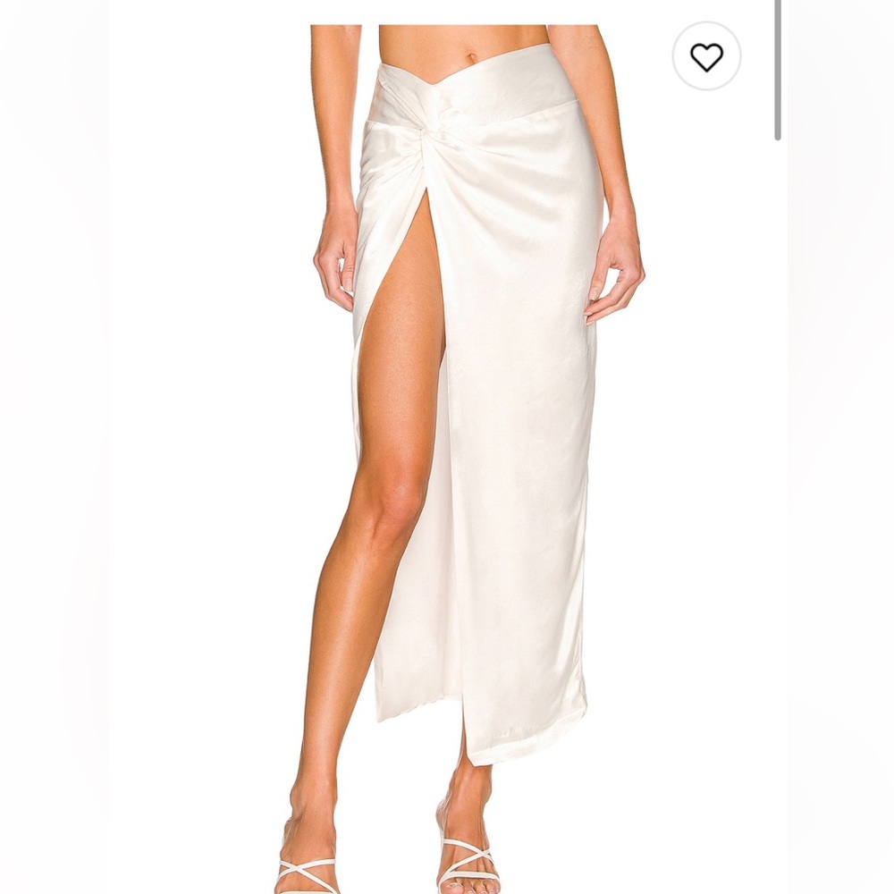 Bardot Joelle midi skirt. Satin, white